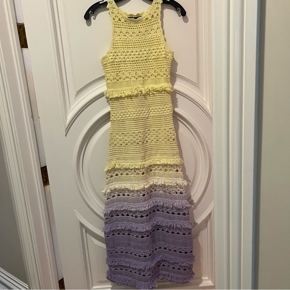 Maje Crochet Yellow Purple Dress — No Tags & Seam Rip - Picture 9 of 13